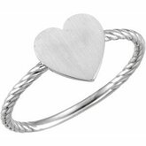 51410 / 14Kt White / Posh Mommy Heart Engravable Rope Ring