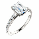 124009 / Neosadený / 14K White / Emerald / 7 X 5 Mm / 8 / Poliert / Engagement Ring Mounting