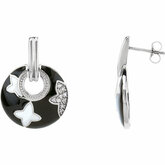 1/10 CTW Diamond Earrings with Black & White Enamel