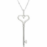 1/4 CTW Diamond Heart Key Pendant or Necklace