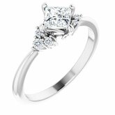 124167 / Engagement Ring / Neosadený / Sterling Silver / Square / 4.5 X 4.5 Mm / Poliert / Engagement Ring Mounting