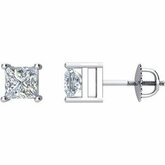 1&#8321; G-H Princess-Cut Diamond Threaded Post Stud Earrings