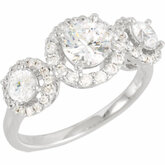 3-Stone Halo-Styled Semi-Mount Engagement Ring or Band