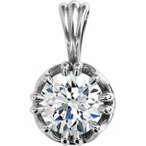 None / Continuum Sterling Silver / 4 Mm / Round Fancy Prong Basket Pendant