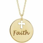 87112 / NECKLACE / Custom Engraved / Sterling Silver / 15 Mm / 16-18 In / Poliert / Pierced Cross Disc Necklace