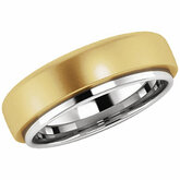 51345 / 14Kt White/Yellow / 7 / Flat Edge Duo Band With Brushed And Polished Finish
