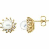 Akoya Cultured Pearl & Diamond Earrings