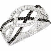 Black & White Diamond Crossover  Ring