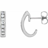 Channel Set Diamond J-Hoop Earrings