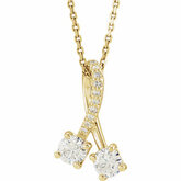 Charles & Colvard Moissanite® & Diamond Accented Two-Stone Freeform Necklace or Pendant