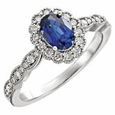 Chatham® Created Blue Sapphire & Diamond Halo-Style Ring or Mounting