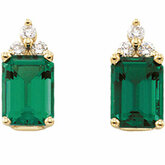 ChathamÂ® Created Emerald & 1/8 CTW Diamond Earrings