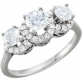Diamond 3-Stone Halo-Styled Semi-Mount Engagement Ring