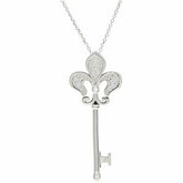 Diamond Fleur-de-lis Key Pendant or Necklace