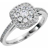 Diamond Halo-Styled Cluster Engagement Ring or Mounting