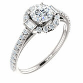 Diamond Semi-mount Halo-Style Engagement Ring, Band or Mounting