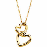 Double Heart Pendant on a 18" Solid Rope Chain