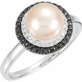 Freshwater Cultured Pearl & Diamond Halo-Styled Ring
