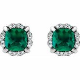 Gemstone & Diamond Halo-Style Earrings