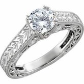 Hand-Engraved Semi-Mount Engagement Ring or Matching Band