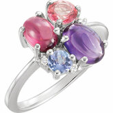 Multiple Stone Color Fashion Ring Mounting