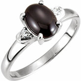 Oval Accented Cabochon or Faceted Ring Mounting
