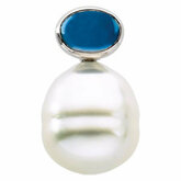 Oval London Blue Topaz Semi-mount Pendant for Pearl