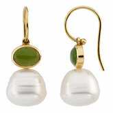 Oval Nephrite Jade Dangle Earrings