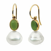 Oval Nephrite Jade Dangle Earrings