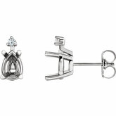 Pear 4-Prong Accented Lightweight Earring Mounting
