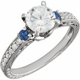 Sapphire & Diamond Semi-mount Engagement Ring or Band