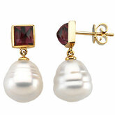 South Sea Cultured Pearl & Rhodolite Garnet Earrings or Semi-mount