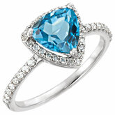 Swiss Blue Topaz & Diamond Halo-Style Ring or Mounting