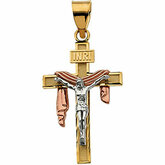 Tri-Color Crucifix w/Shroud Pendant