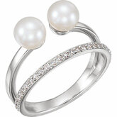 Two-Stone Accented Pearl Ring
