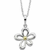 Two Tone Flower Pendant on a 18" Sparkle Singapore Chain