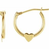 Youth Hinged Hoop Earrings with Hearts