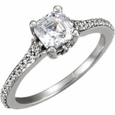 Asscher Cut Engagement Ring Mounting & Band for Diamonds
