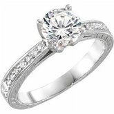 651864 / Engagement Ring / Neosadený / 14K White / round / 6.5 Mm / Poliert / Blank Engagement Ring