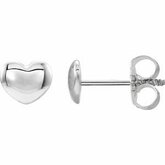 192034 / Sterling Silver / PAIR / Poliert / Puff Heart Earrings With Backs