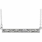 86703 / Necklace Center / Sterling Silver / Semi-Polished / Embossed Decorative Bar Necklace Center