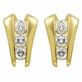 Diamond 3 Stone Earrings