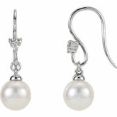 Freshwater Cultured Pearl & Diamond Earrings