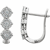 Diamond Cluster 3 Stone Earrings