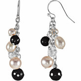 Freshwater Cultured Pearl,Onyx & Crystal Bead Earrings
