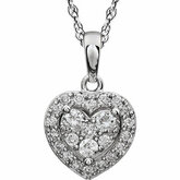 Halo-Styled Diamond Heart Necklace