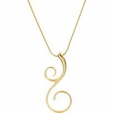 Gold Fashion Scroll Pendant on an 18" Snake Chain
