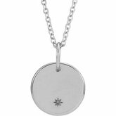 87244 / Sterling Silver / Custom Engraved / Poliert / Round Starburst Necklace