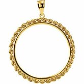 2.5mm Solid Rope Tab Back Frame Pendant for U.S. $20 or Mexican 1 Ounce Coin