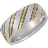 7mm Two Tone Domed Band with Black Rhodium